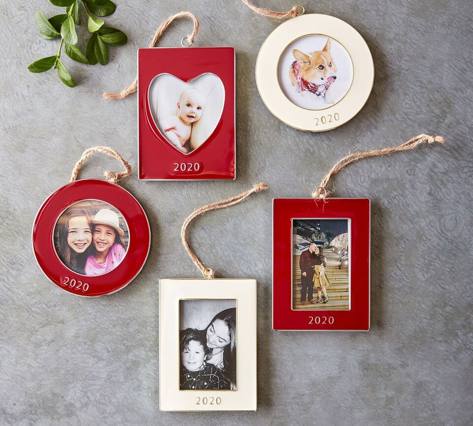 2020 Dated Enamel Frame Ornament White Pottery Barn Australia